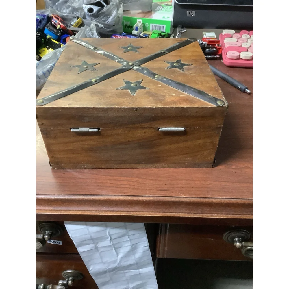 Vintage decorative wooden box Handmade wooden keepsake stars Rustic Cottage